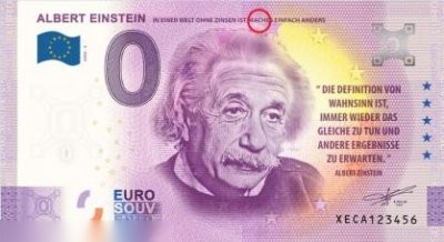 ALBERT EINSTEIN [fauté] IN EINER WELT OHNE ZINSEN IST MACHES EINFACH ANDERS
